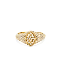 Yvonne Leon 9K Yellow Gold Gray Diamond Pave Baby Chevaliere Signet Ring