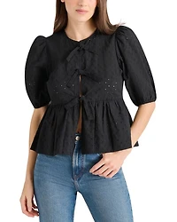 Paula Eyelet Tie Front Top