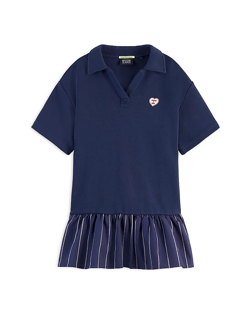 Scotch & Soda Girls' Polo Ruffled Sweatshirt Dress - Little Kid, Big Kid