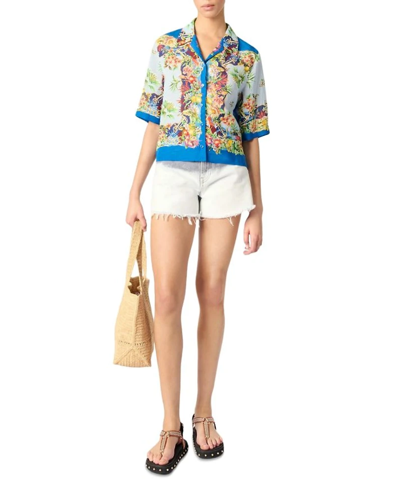 Patterned Cropped Shirt