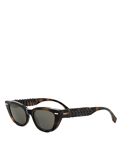 Fendi Interlace Havana Cat Eye Sunglasses, 49mm