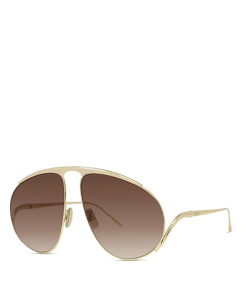 Loewe Signature Yellow Pilot Sunglasses, 61mm