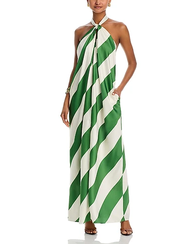 Ronny Kobo Chantell Striped Halter Neck Dress