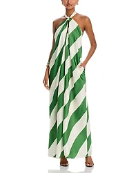 Ronny Kobo Chantell Striped Halter Neck Dress