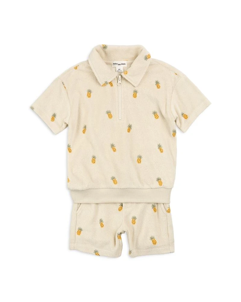 Boys' Pineapple Print Terry Short Sleeve Top & Shorts Set - Baby