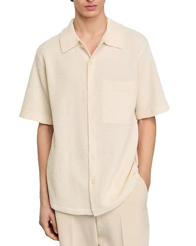 Waffled Oversized Fit Button Down Shirt