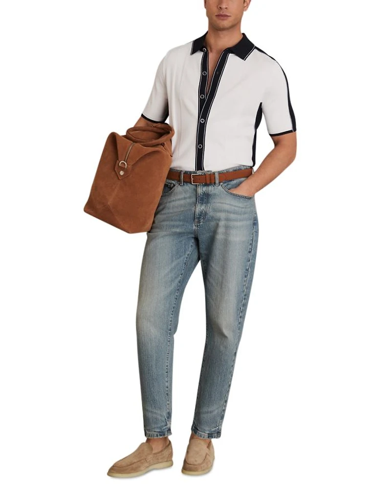 Dunwich Button Through Color Block Tipped Shirt