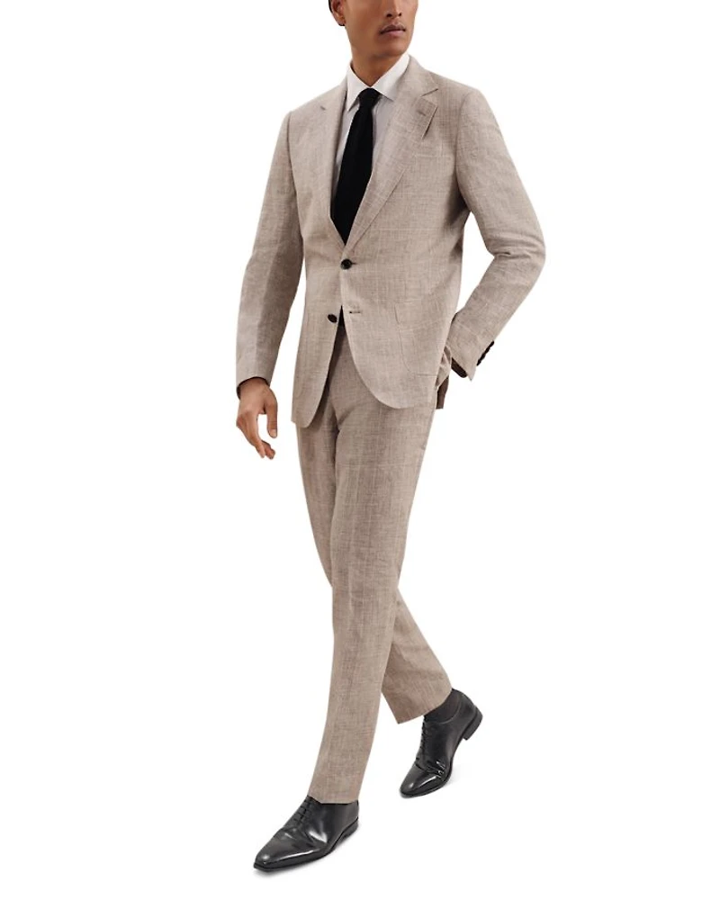 Ashton Linen Check Regular Fit Suit Pants