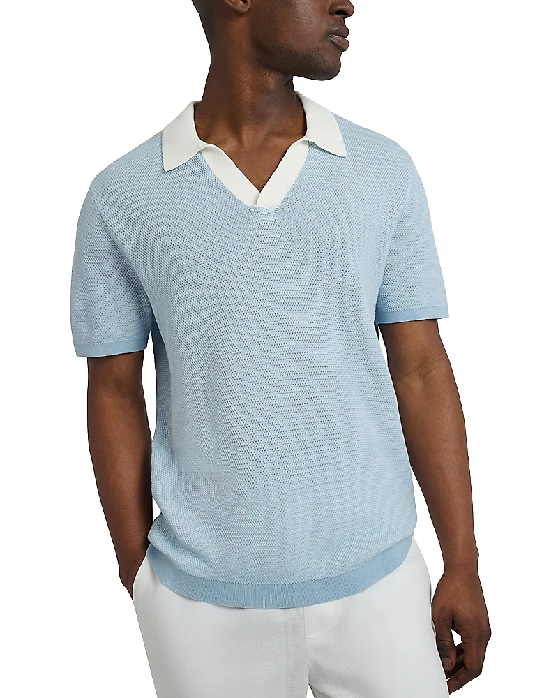 Onia Textured Open Collar Polo Shirt