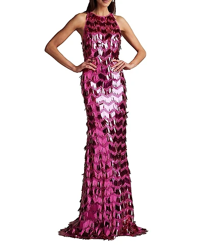 Tadashi Shoji Madysin Sequin Fringe Gown