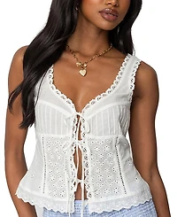 Edikted Fiore Eyelet Tie Front Top