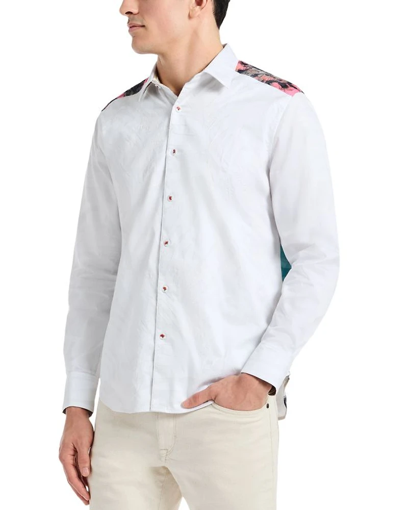 Back Print Long Sleeve Woven Shirt