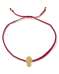 Moon & Meadow 14K Yellow Gold Hilo Lab Grown Diamond Hamsa Hand Red String Slider Bracelet