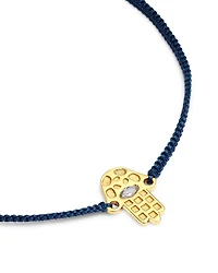 14K Yellow Gold Hilo Lab Grown Diamond Hamsa Hand String Slider Bracelet
