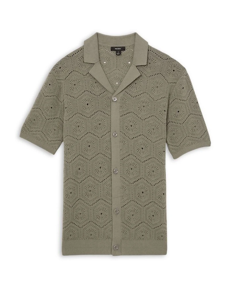 Royce Short Sleeve Cuban Hexagon Pointelle Shirt