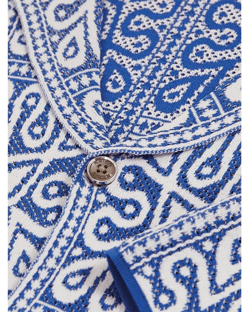 River Short Sleeve Cuban Moroccan Tile Print Shirt