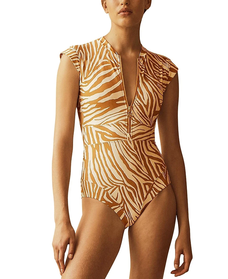 Aur OceA Notae Panelled Cap Sleeve One Piece