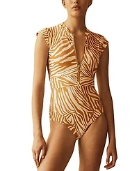 Aur OceA Notae Panelled Cap Sleeve One Piece