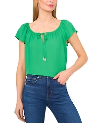 CeCe Round Neck Flutter Sleeve Top