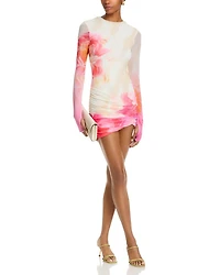 Mirza Printed Ruched Mini Dress
