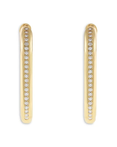 18K Yellow Gold Diamond Pavé Elongated Hoop Earrings, 0.76 tcw