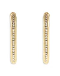 18K Yellow Gold Diamond Pavé Elongated Hoop Earrings, 0.76 tcw