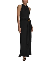 Cowlneck Sash Belt Gown