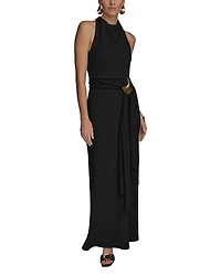 Donna Karan Cowlneck Sash Belt Gown