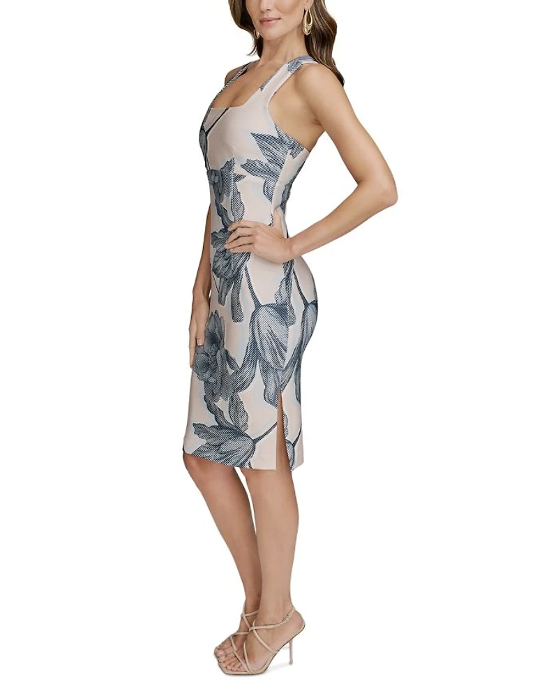 Floral Square Neck Sheath Dress