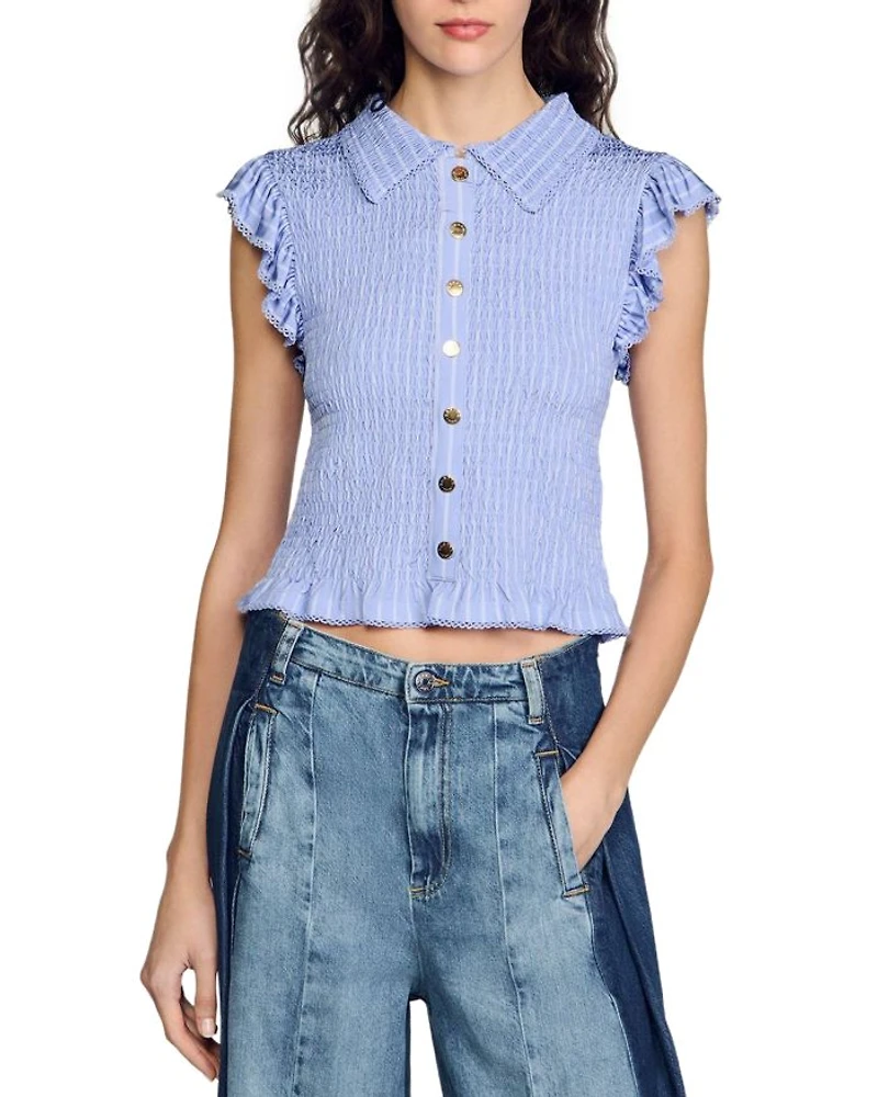Satin Smocked Top