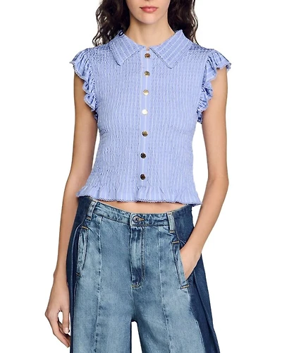 Satin Smocked Top