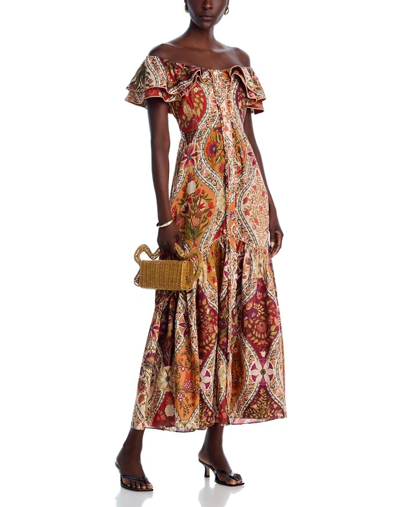 Romantic Nature Off-the-Shoulder Maxi Dress