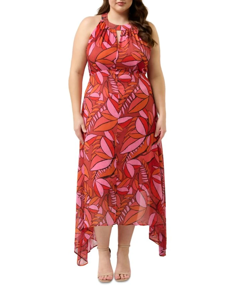 Plus Aster Halter Neck High Low Dress