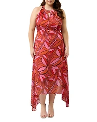 Plus Aster Halter Neck High Low Dress