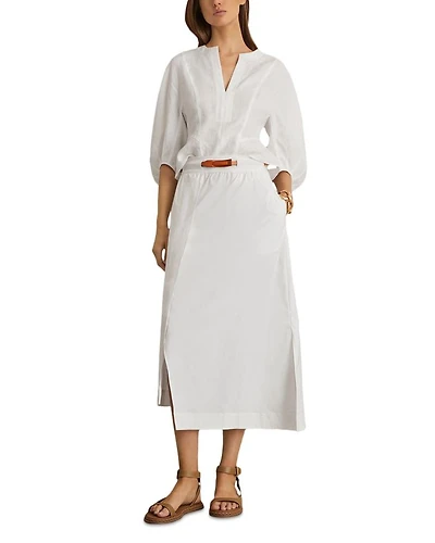Belted Split Midi Skirt