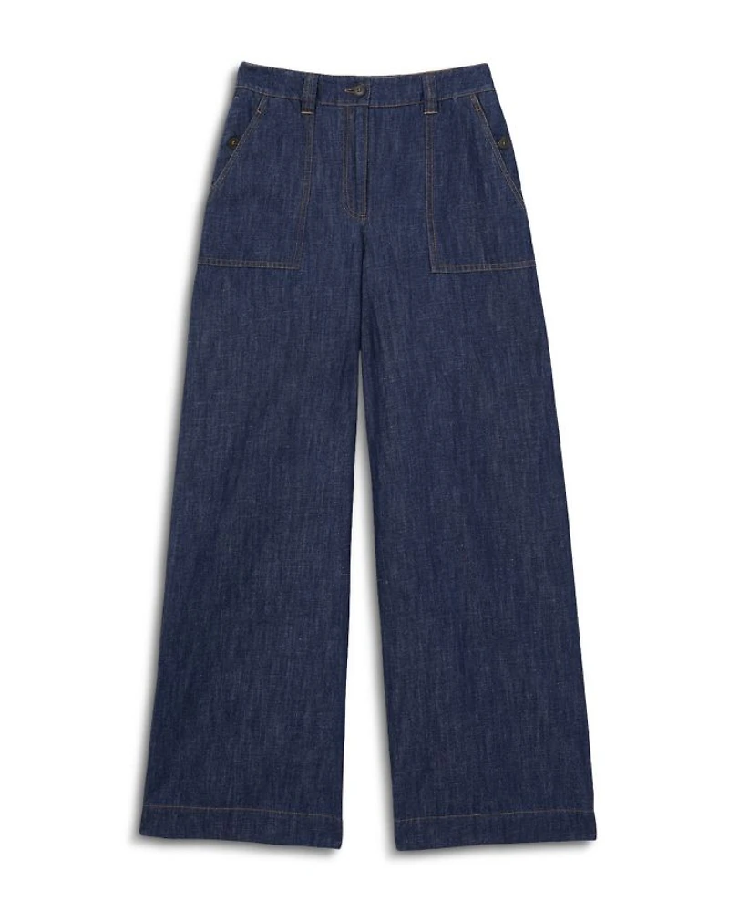 Wide Leg Linen Blend Pants