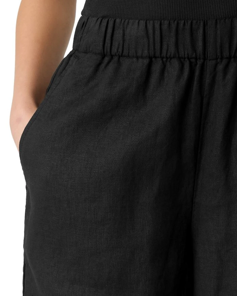 Linen Cropped Wide Leg Pants