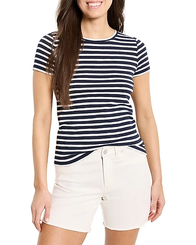 Nzt By Nic+Zoe Scoop Neck Stripe Tee