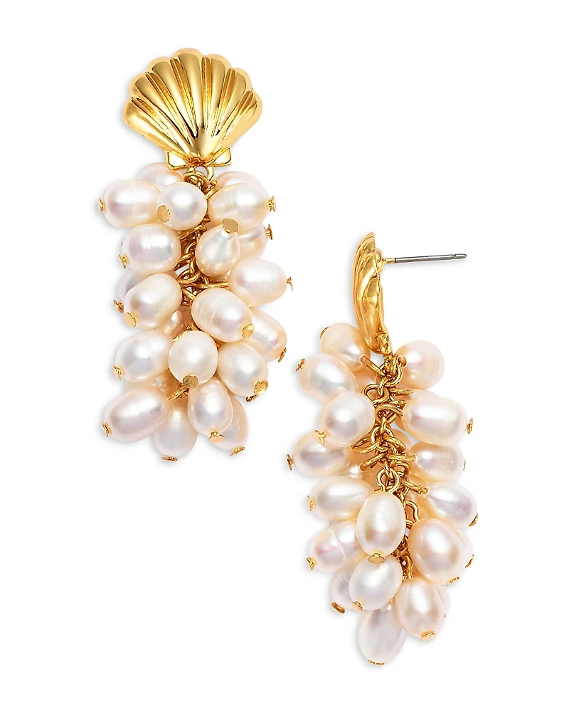 Kenneth Jay Lane Seashell & Imitation Pearl Cluster Earrings