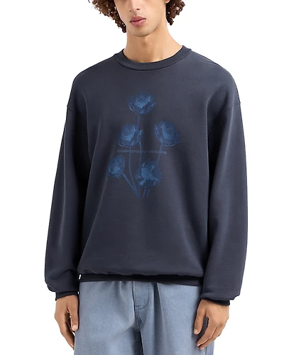 Emporio Armani Floral Print Fleece Sweatshirt