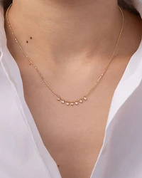 14K Yellow Gold Diamond Bezel Shaker Necklace, 15-17"