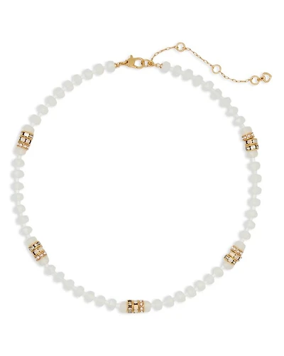 Imitation Pearl Beaded Collar Necklace, 16-19"