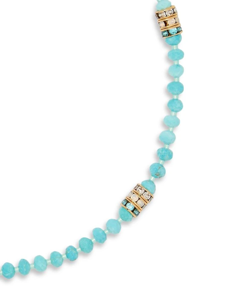Mixed Stone Beaded Collar Necklace, 16"-19"