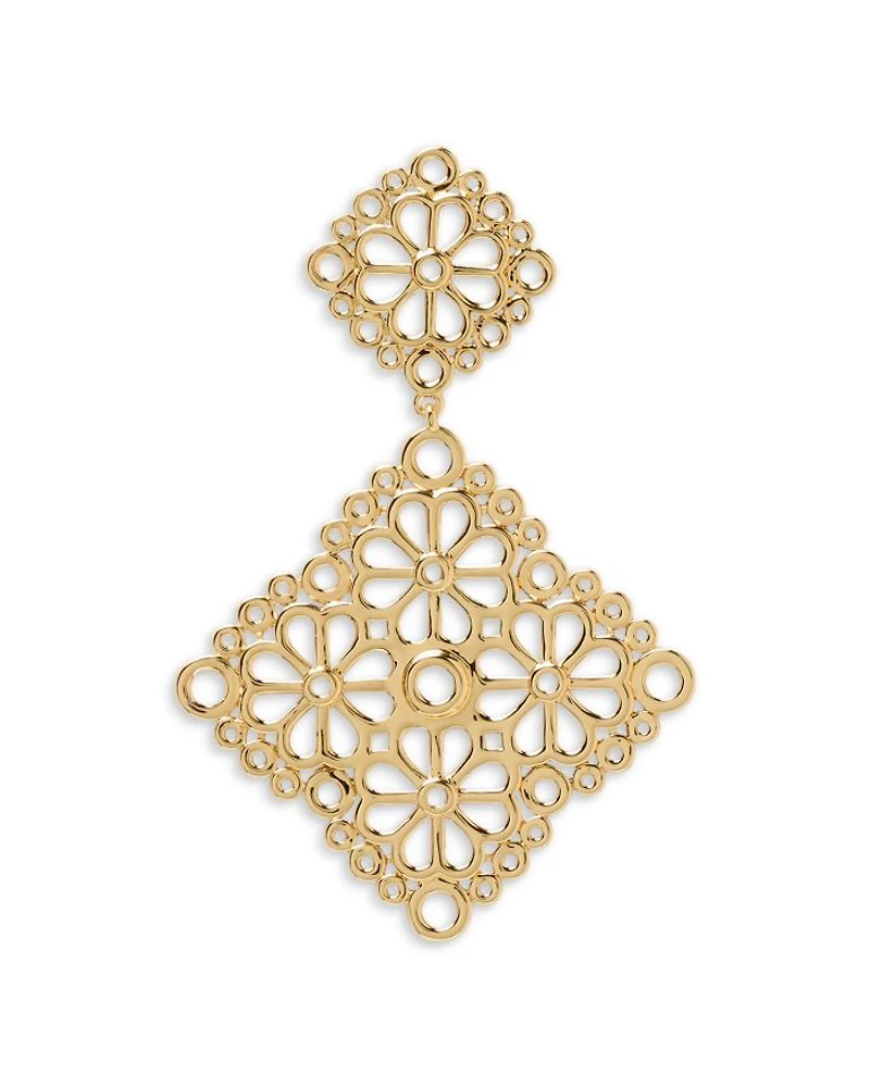 Spade Flower Lace Drop Earrings