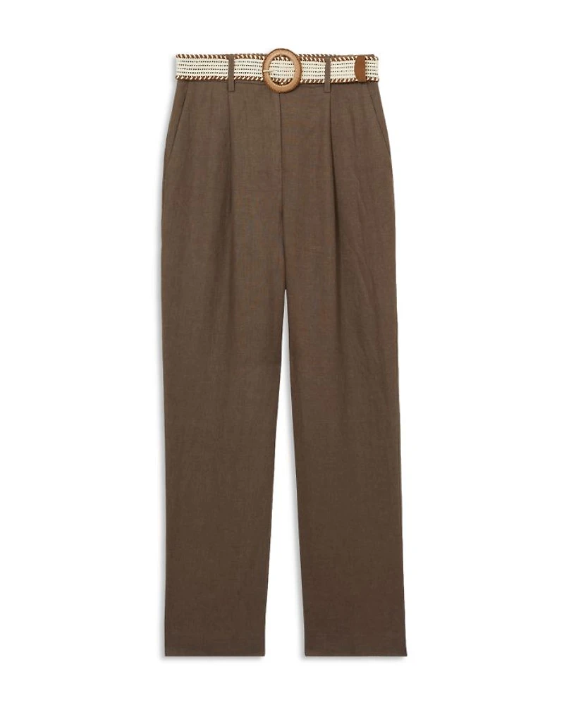 Petites Beau Belted Linen Pants