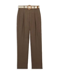 Petites Beau Belted Linen Pants