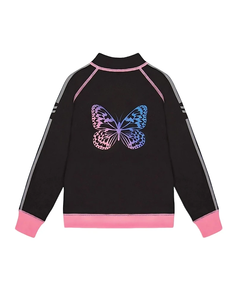 Deux par Girls' Printed Reversible Full Zip Athletic Cardigan