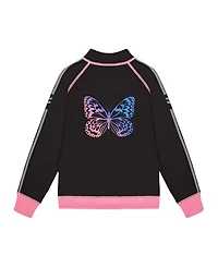 Deux par Girls' Printed Reversible Full Zip Athletic Cardigan