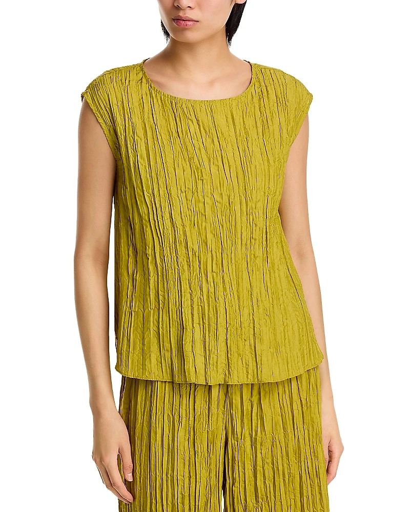 Eileen Fisher Crushed Silk Ballet Neck Top
