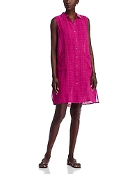 Eileen Fisher Linen Plaid Shirt Dress